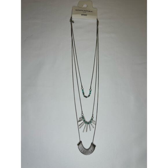 Banana Republic Triple Layered Necklace with Faux Turquoise Accents - Picture 1 of 3